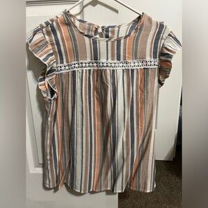 NWOT Emery Rose striped top with lace accent
